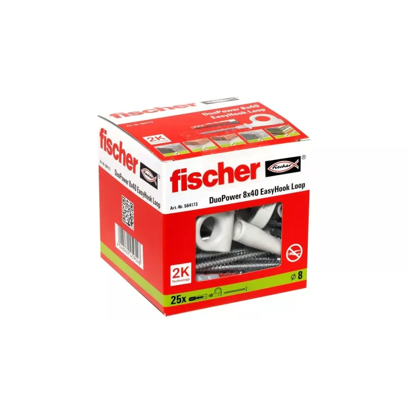 Kruvikonksu ja tüübli komplekt Fischer 564173 25 tk Plastik 8 mm