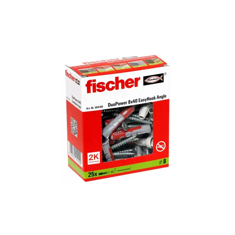 Kruvikonksu ja tüübli komplekt Fischer 564169 25 tk Plast 8 mm