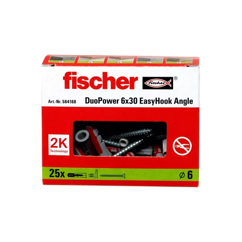 Kruvikonksu ja seinaankru komplekt Fischer 564168 25 tk 6 mm puurava