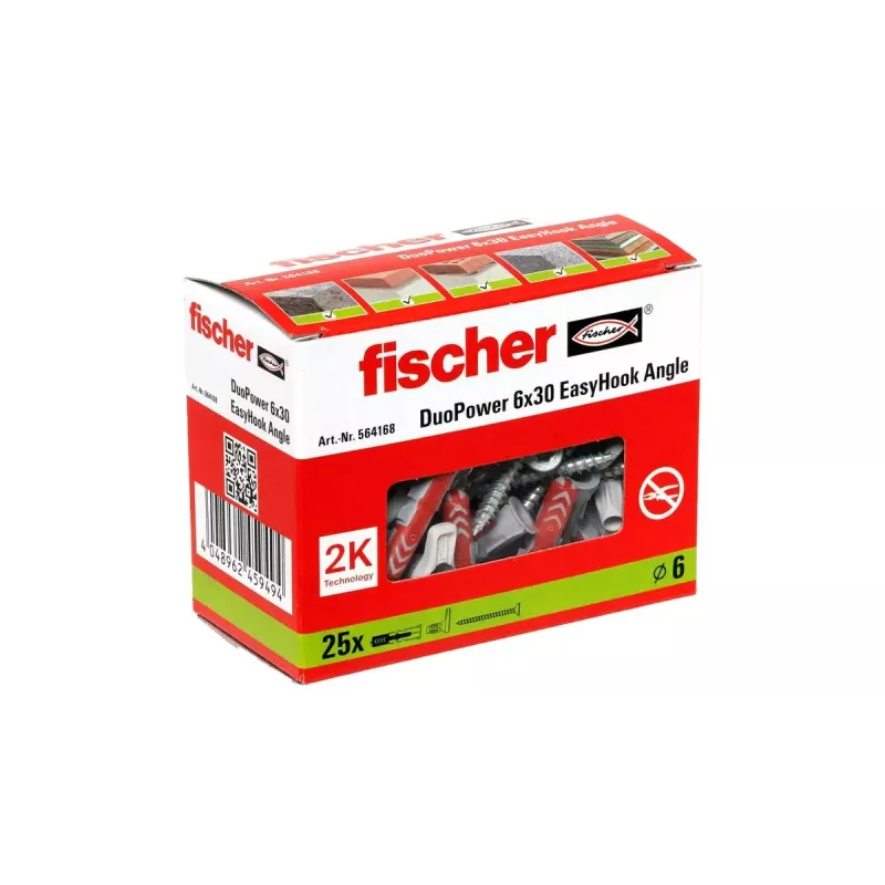 Kruvikonksu ja seinaankru komplekt Fischer 564168 25 tk 6 mm puurava