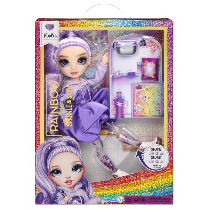 Rainbow High Sparkle & Shine Fashion Dolls- Viola (Purple), moenukk, naissoost, 4. a, poiss/tüdruk, 280 mm, mitmevärviline