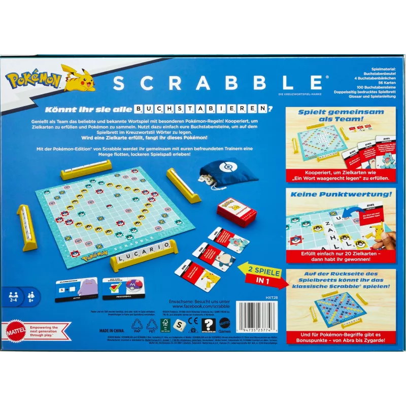 Games Scrabble Pokémon Lauamäng, Klassikaline Sõnamäng Kahe Mänguviisiga 2–4 Mängijale, Saksakeelne Väljaanne
