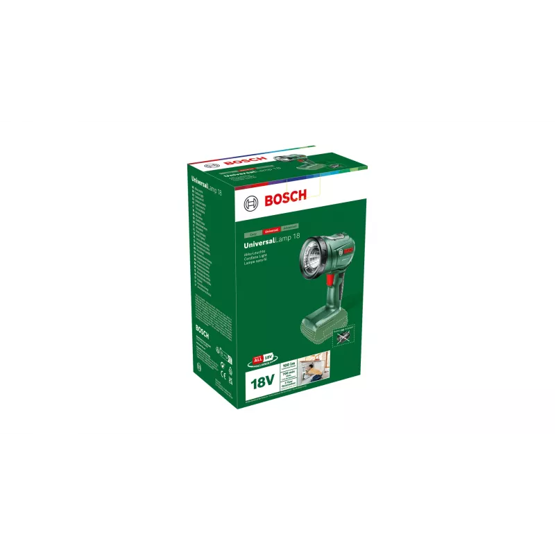 Bosch UniversalLamp 18 Must, Roheline LED
