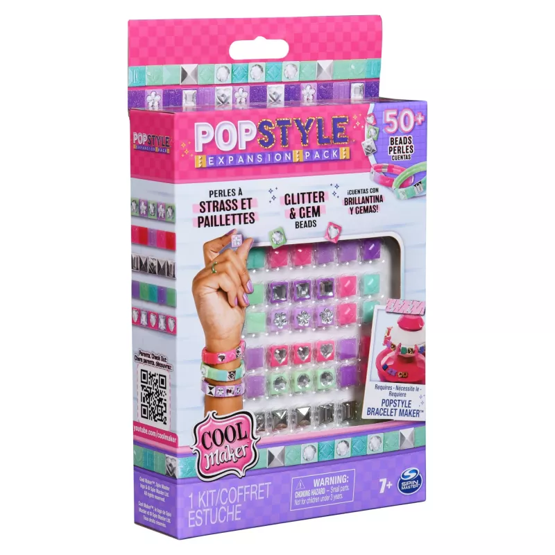 Cool Maker, PopStyle laienduspakett, käevõrude valmistamise komplekt, üle 50 vääriskivi helme, valmistab 3 (pakend võib erineda), kunsti- ja käsitöö ehtekomplekt, laste mänguasjad alates 7. eluaastast