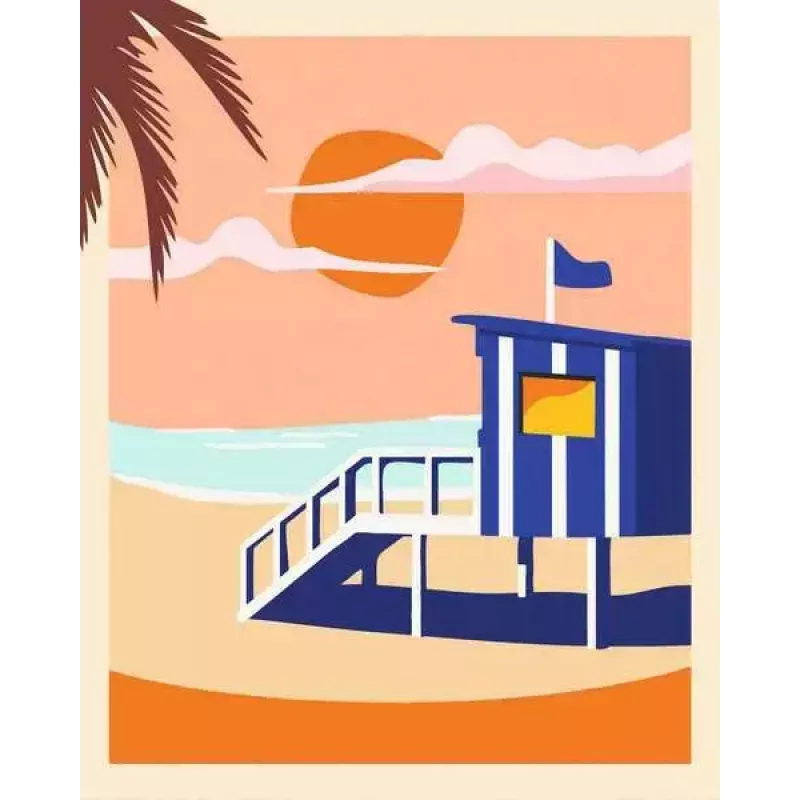 Maalimiskomplekt Ravensburger CreArt Beach - Cottage, mudel 23896, sisaldab lõuendit ja värve