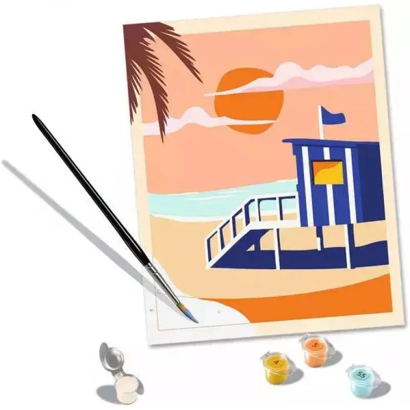 Maalimiskomplekt Ravensburger CreArt Beach - Cottage, mudel 23896, sisaldab lõuendit ja värve