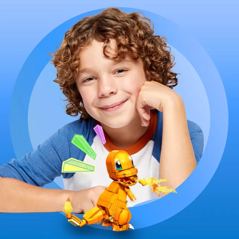 MEGA Pokémon Build & Show Charmander mänguasjade ehituskomplekt, 4 tolli kõrge,