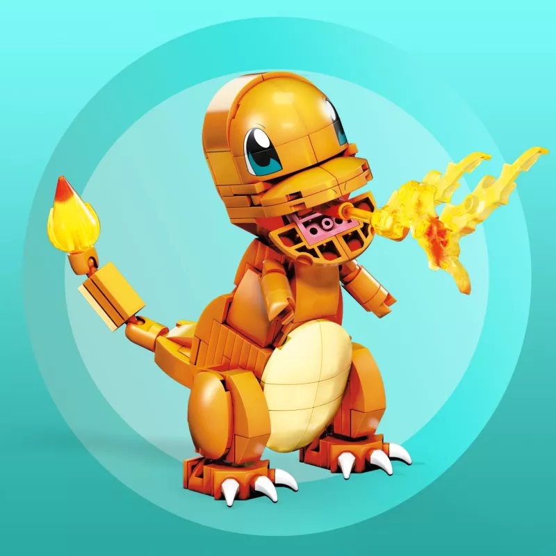MEGA Pokémon Build & Show Charmander mänguasjade ehituskomplekt, 4 tolli kõrge,