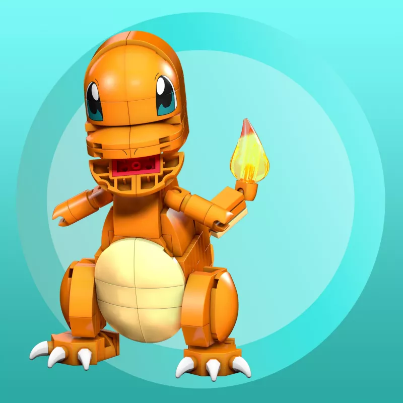 MEGA Pokémon Build & Show Charmander mänguasjade ehituskomplekt, 4 tolli kõrge,