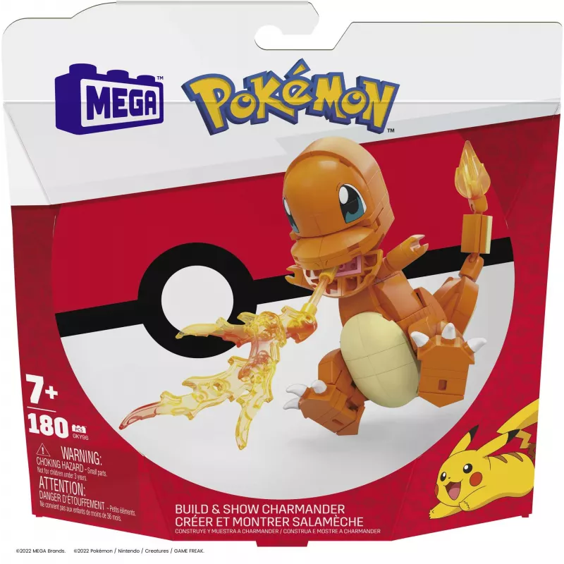 MEGA Pokémon Build & Show Charmander mänguasjade ehituskomplekt, 4 tolli kõrge,