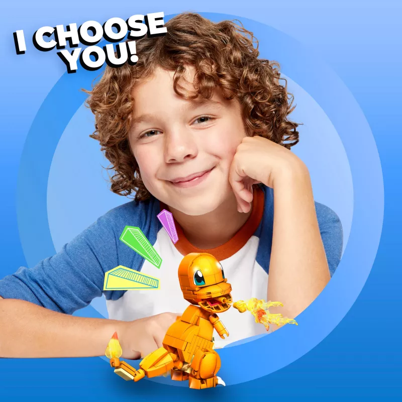 MEGA Pokémon Build & Show Charmander mänguasjade ehituskomplekt, 4 tolli kõrge,