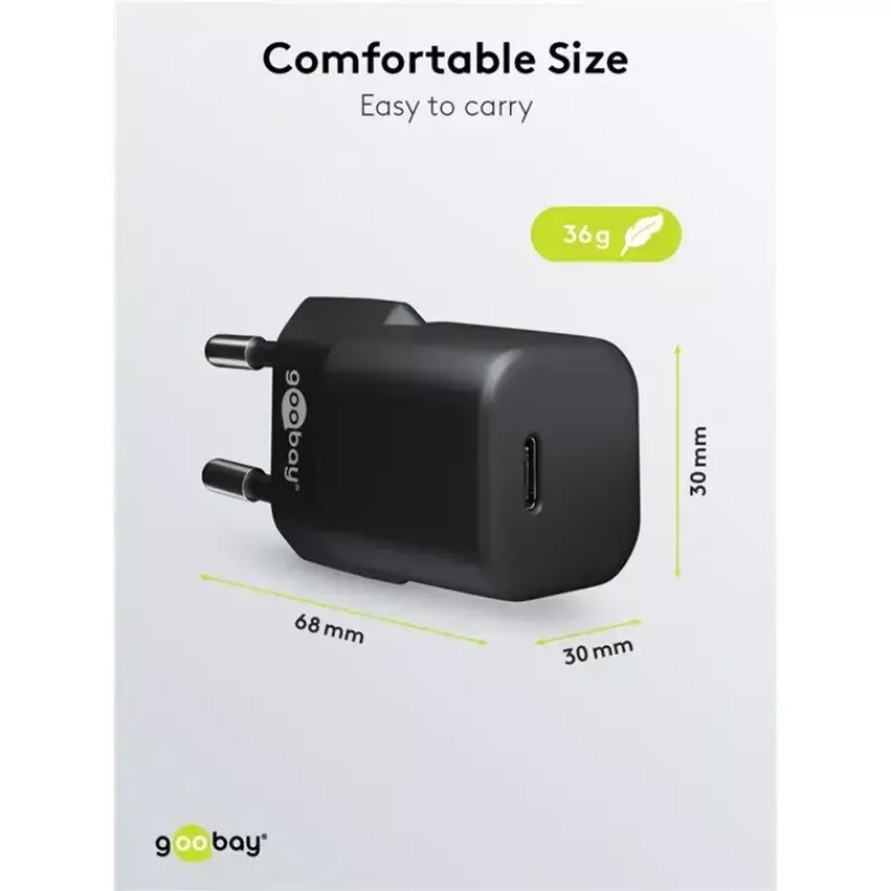 GOOBAY Charger 64574 30W USB‑C PD to Apple Lightning kaabel 1 m, Must