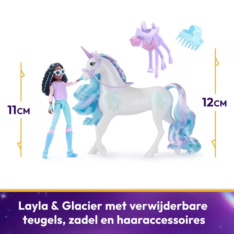Unicorn Academy, Layla & Glacier koos 2 aksessuaari ja juustööriistaga, nukud ja ükssarvemänguasjad tüdrukutele vanuses 4+