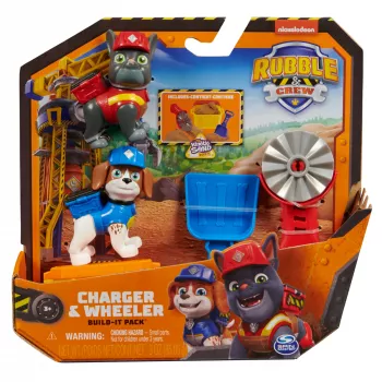 Rubble & Crew, Chargeri ja Wheeleri märulikujud, koos Kinetic Build-It liivaga ja 2 ehitustööriistaga, PAW Patrol laste mänguasjad poistele ja tüdrukutele alates 3. eluaastast
