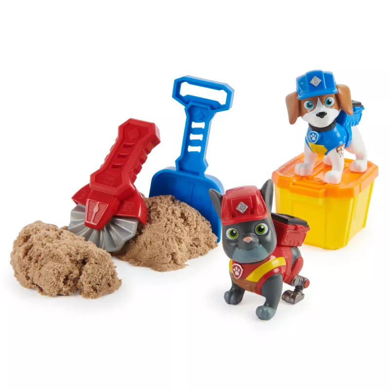 Rubble & Crew, Chargeri ja Wheeleri märulikujud, koos Kinetic Build-It liivaga ja 2 ehitustööriistaga, PAW Patrol laste mänguasjad poistele ja tüdrukutele alates 3. eluaastast