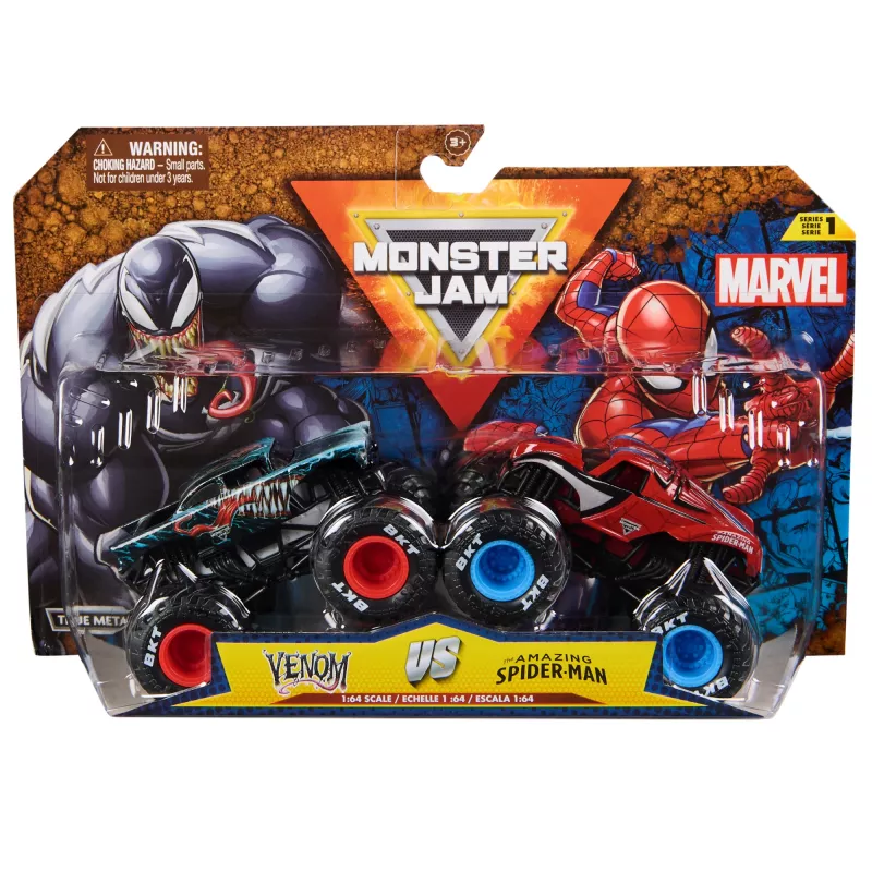 Monster Jam, Marvel Official Iron Man Vs. War Machine Die-Cast Monster Trucks, 1:64 mõõtkavas, laste mänguasjad poistele ja tüdrukutele vanuses 3 ja vanemad