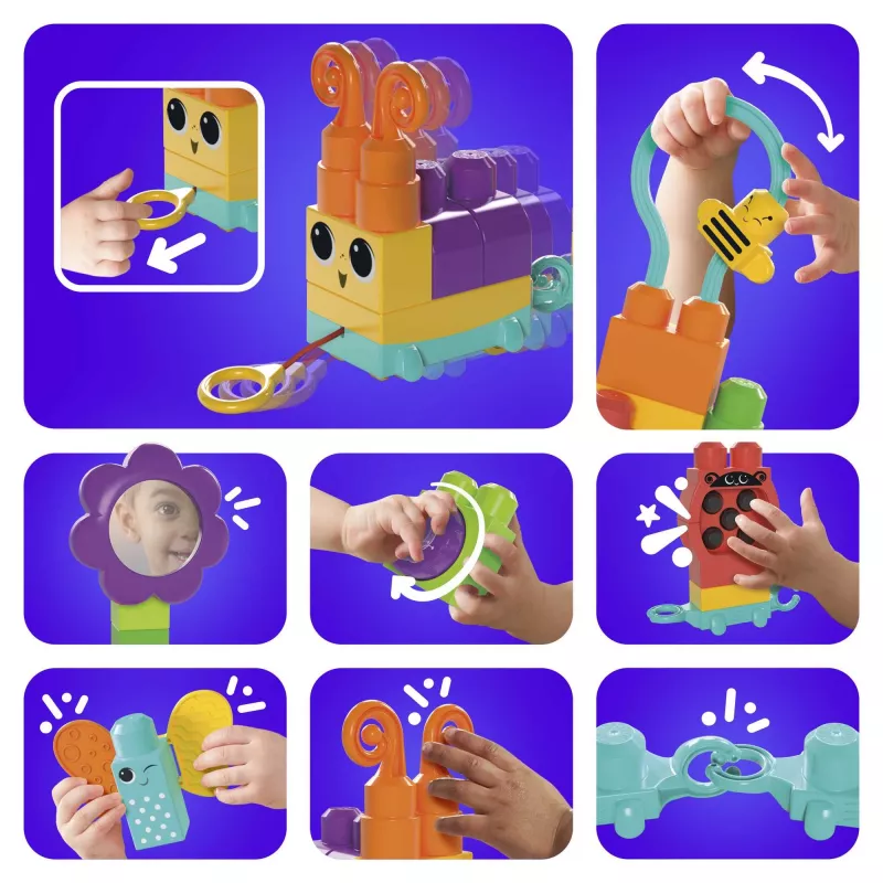 Ehituskomplekt MEGA BLOKS Move 'n Groove Caterpillar, MATTEL — 30 tükki, plast, mitmevärviline, vanus 1+