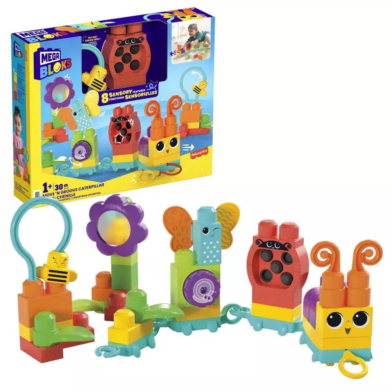 Ehituskomplekt MEGA BLOKS Move 'n Groove Caterpillar, MATTEL — 30 tükki, plast, mitmevärviline, vanus 1+