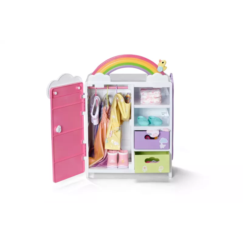 Nukuriidekapp zapf creation BABY born Rainbow Wardrobe — nukkudele, valgusefektid, vajab 3×AAA patareid, soovitatav vanus 3+