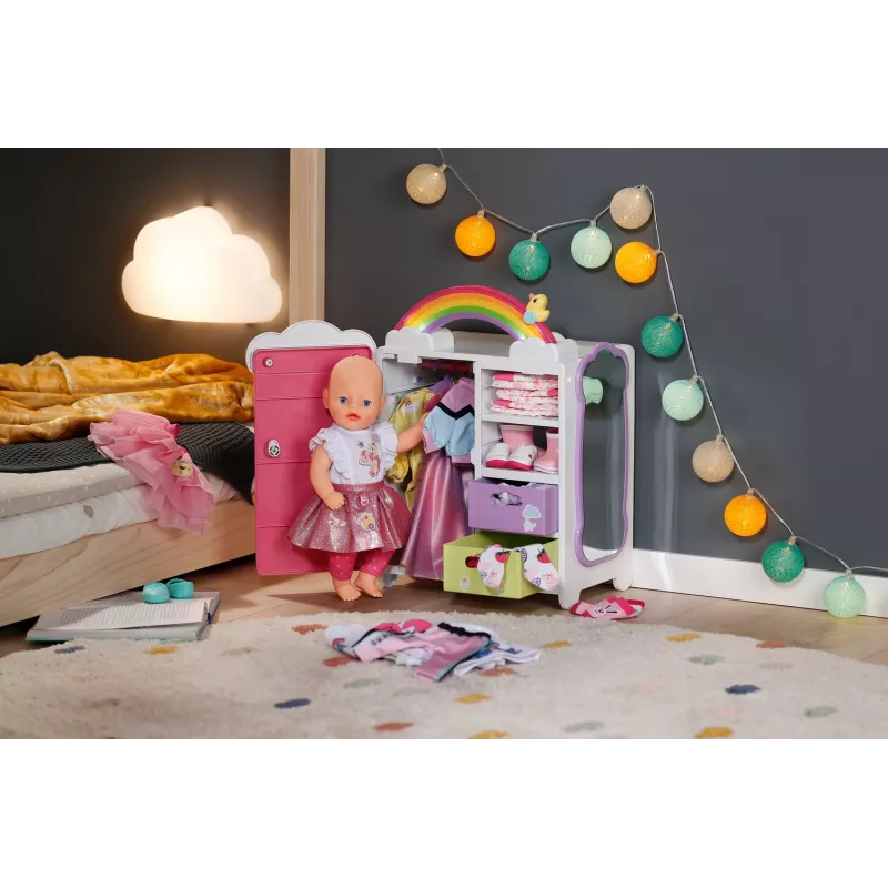 Nukuriidekapp zapf creation BABY born Rainbow Wardrobe — nukkudele, valgusefektid, vajab 3×AAA patareid, soovitatav vanus 3+