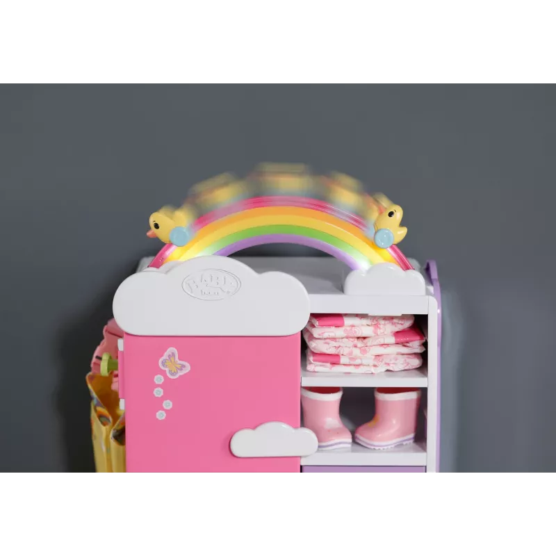 Nukuriidekapp zapf creation BABY born Rainbow Wardrobe — nukkudele, valgusefektid, vajab 3×AAA patareid, soovitatav vanus 3+