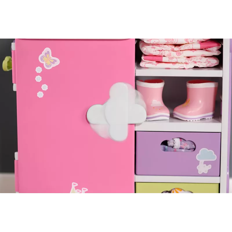 Nukuriidekapp zapf creation BABY born Rainbow Wardrobe — nukkudele, valgusefektid, vajab 3×AAA patareid, soovitatav vanus 3+