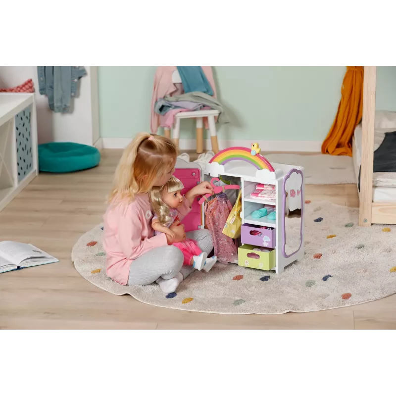 Nukuriidekapp zapf creation BABY born Rainbow Wardrobe — nukkudele, valgusefektid, vajab 3×AAA patareid, soovitatav vanus 3+
