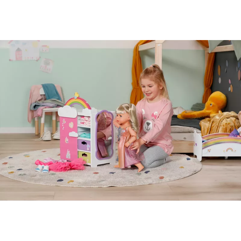 Nukuriidekapp zapf creation BABY born Rainbow Wardrobe — nukkudele, valgusefektid, vajab 3×AAA patareid, soovitatav vanus 3+