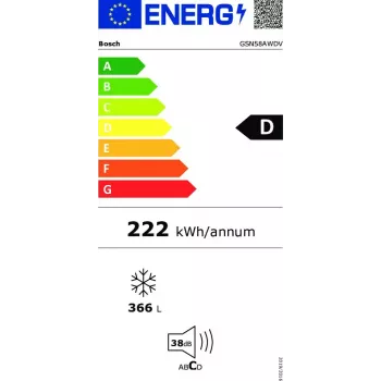 Bosch Serie 6 GSN58AWDV sügavkülmik püstkülmik eraldiseisev 366 L valge