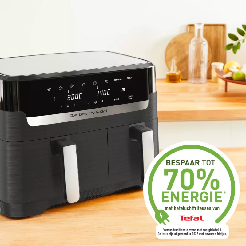 Tefal Dual Easy Fry & Grill EY905B Double 8,3 L eraldiseisev 2700 W kuumaõhufritüür Hall