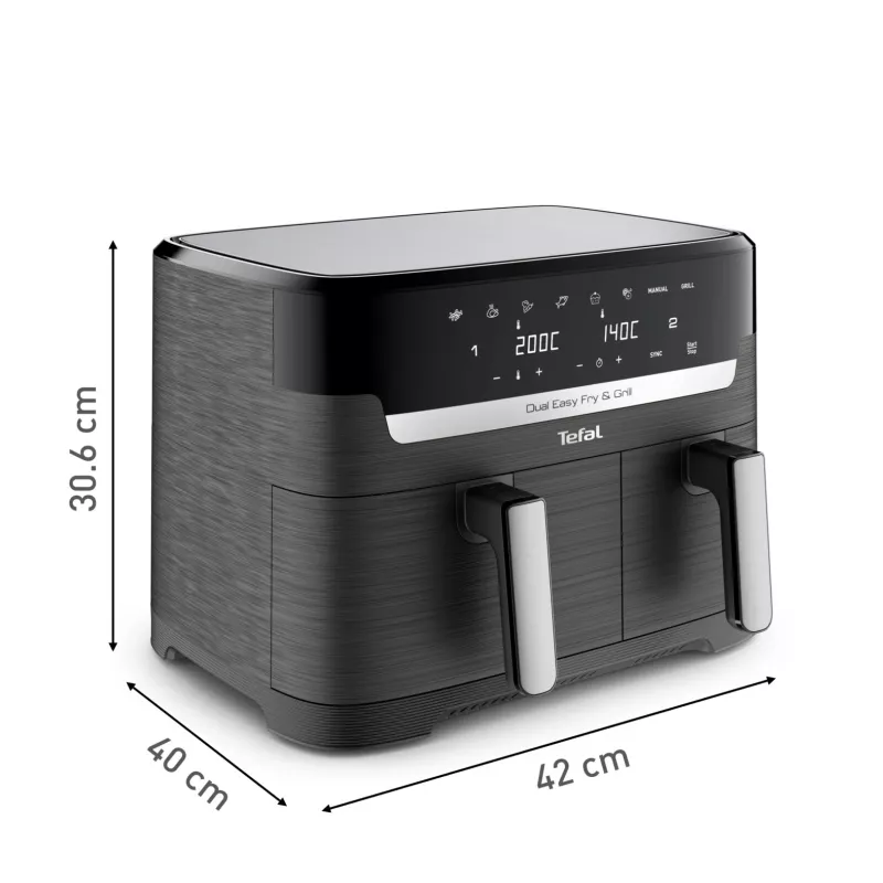 Tefal Dual Easy Fry & Grill EY905B Double 8,3 L eraldiseisev 2700 W kuumaõhufritüür Hall