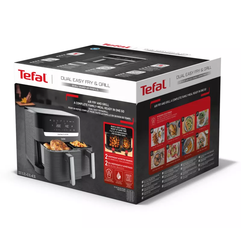 Tefal Dual Easy Fry & Grill EY905B Double 8,3 L eraldiseisev 2700 W kuumaõhufritüür Hall