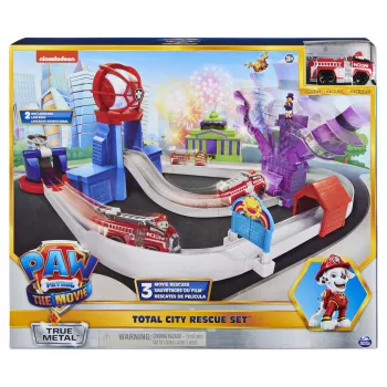 PAW Patrol, True Metal Total City Rescue Movie Track Set koos eksklusiivse Marshall-sõidukiga, mõõtkavas 1:55, laste mänguasjad alates 3. eluaastast