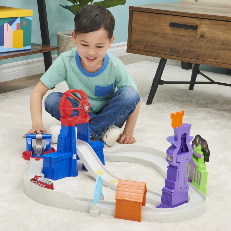 PAW Patrol, True Metal Total City Rescue Movie Track Set koos eksklusiivse Marshall-sõidukiga, mõõtkavas 1:55, laste mänguasjad alates 3. eluaastast
