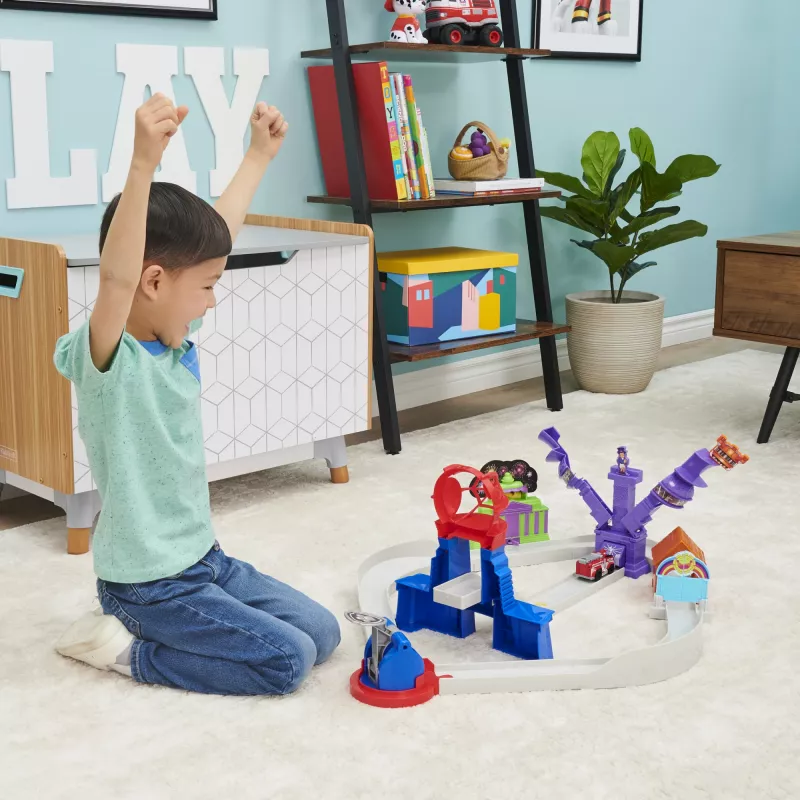 PAW Patrol, True Metal Total City Rescue Movie Track Set koos eksklusiivse Marshall-sõidukiga, mõõtkavas 1:55, laste mänguasjad alates 3. eluaastast