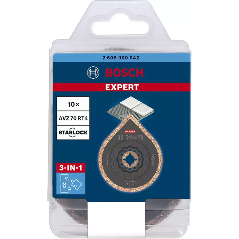 BOSCH vuugieemaldaja Expert AVZ 70 RT4 Grout + Abrasive, Ø 70mm, saeketas 10 tk, Carbide-RIFF, lõikelaius 2,5mm