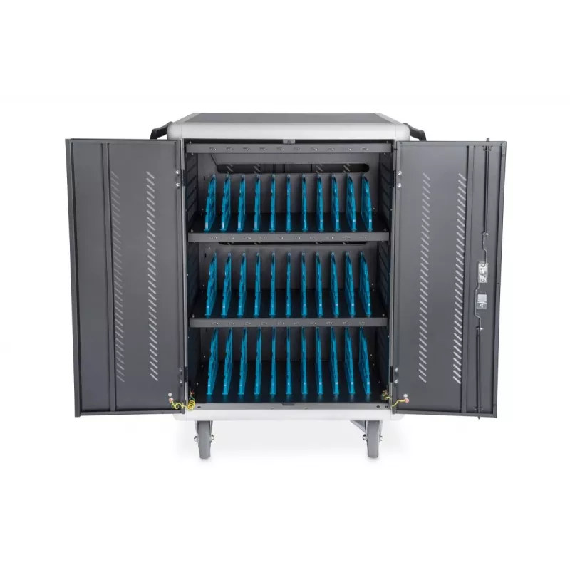 DIGITUS laadimiskäru 15,6-tolline USB-C 30 laadimisalust PDU ventilaator 1260 x 824 x 650 mm
