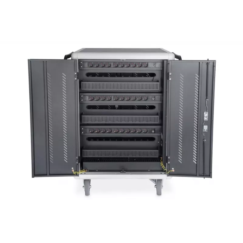 DIGITUS laadimiskäru 15,6-tolline USB-C 30 laadimisalust PDU ventilaator 1260 x 824 x 650 mm