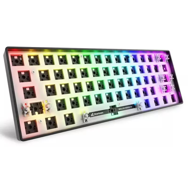 Mehaaniline kompaktne 60% klaviatuur Sharkoon SKILLER SGK50 S4 — Juhtmega USB, QWERTY saksa paigutus, RGB taustvalgustus, 1,5 m kaabel, must