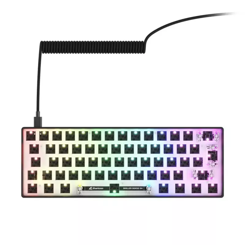 Mehaaniline kompaktne 60% klaviatuur Sharkoon SKILLER SGK50 S4 — Juhtmega USB, QWERTY saksa paigutus, RGB taustvalgustus, 1,5 m kaabel, must