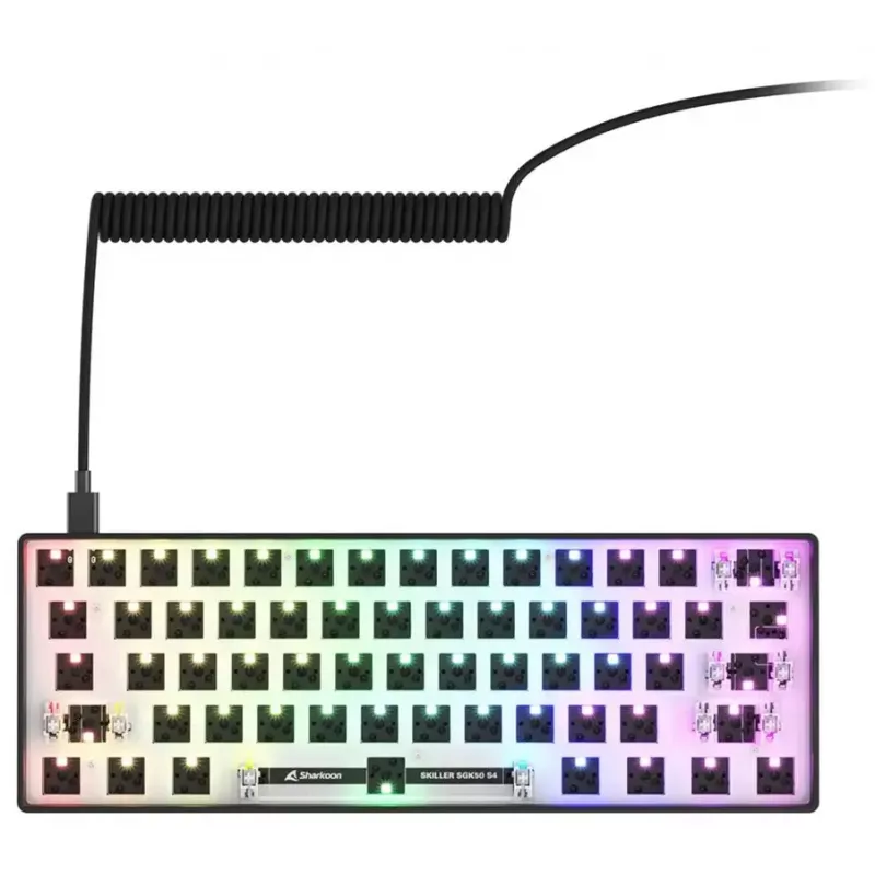 Mehaaniline kompaktne 60% klaviatuur Sharkoon SKILLER SGK50 S4 — Juhtmega USB, QWERTY saksa paigutus, RGB taustvalgustus, 1,5 m kaabel, must