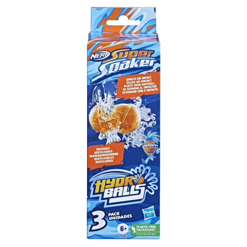 Nerf Super Soaker Hydro Balls 3-Pack, korduvkasutatavad veega täidetavad pallid