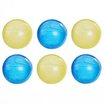 Veepallid HASBRO Nerf Super Soaker Hydro Balls — sisseehitatud veepaak, 6 tk, plastik, sinine/kollane, vanus 6+