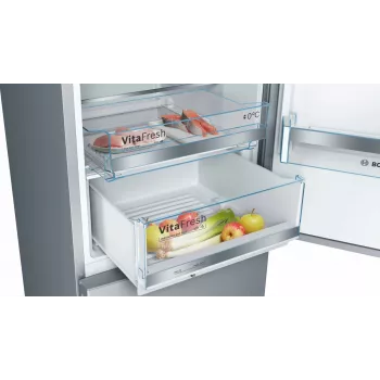Bosch Serie 6 KGE39ALCA külmik-sügavkülmik, eraldiseisev, 201 cm, sügavkülmik 94 l, C, roostevaba teras