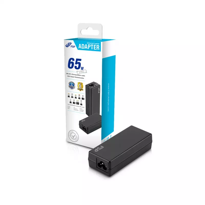 FSP NB PRO 65 Adapter PD, Väljund: 3,42 A, Sülearvuti, Toiteploki tüüp: sisene, Sisendpinge: 100–240 V, 50/60 Hz, 65 W, 18–20 V