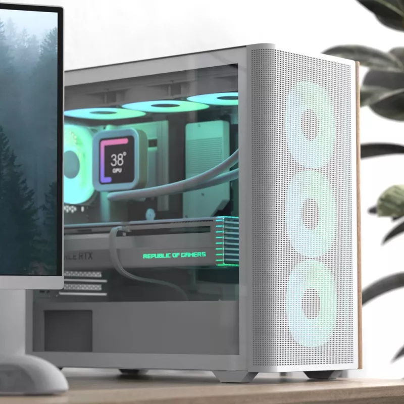 Aerocool D301A Mini Tower Valge, Wood