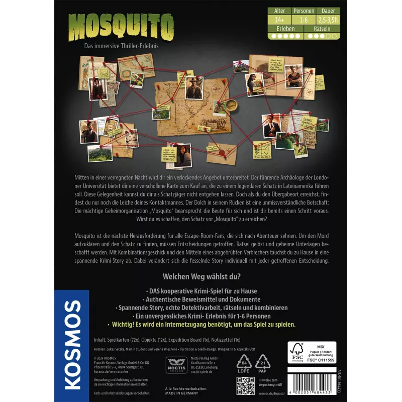Kosmos Masters of Crime: Mosquito 210 min Lauamäng Reisimine/seiklus