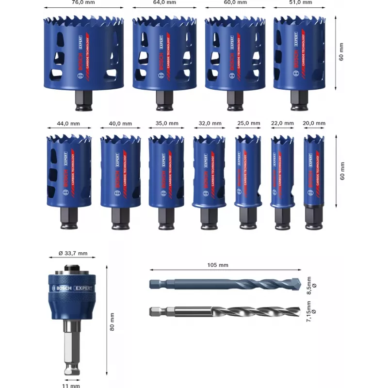 Bosch 2 608 900 447 puuri aukusae komplekt 11 tk