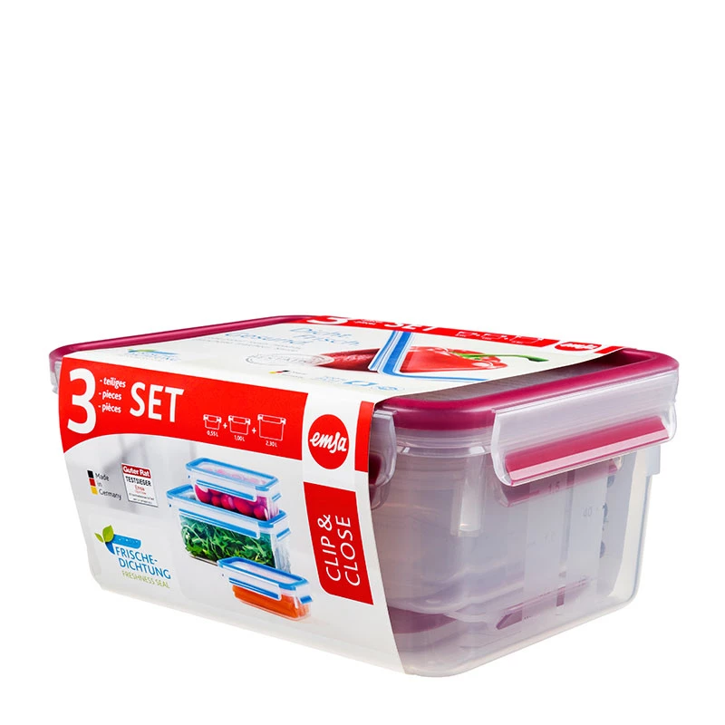 EMSA 508566 toidukonteiner Ristkülikukujuline komplekt Läbipaistev 3 tk