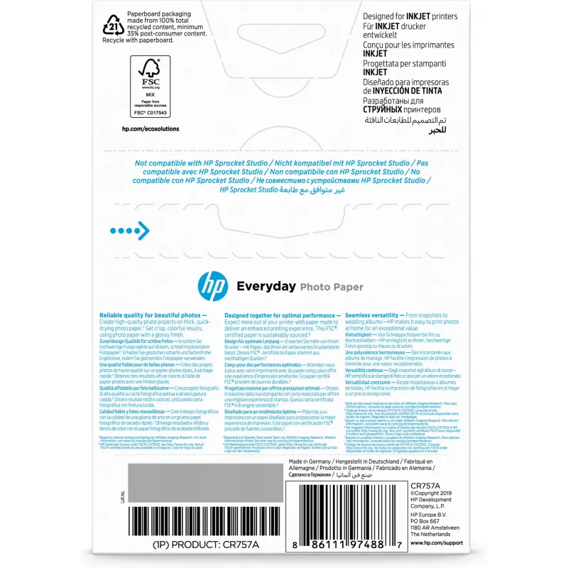 HP Everyday Photo Paper Glossy 200 g/m² 10 x 15 cm (101 x 152 mm) 100 lehte